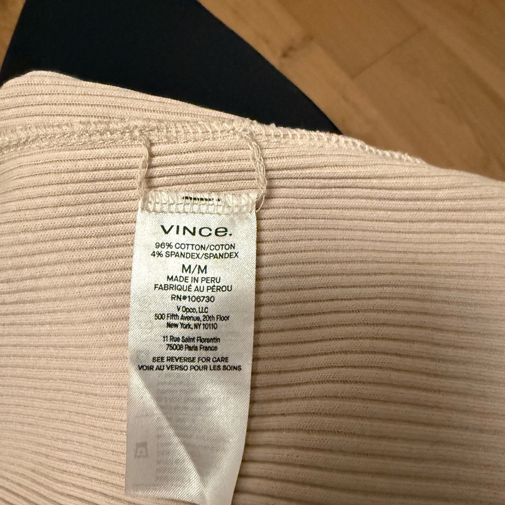 Vince Square Neck Ribbed Tank Top Cream Medium cotton elevated basics old money - Picture 5 of 5
